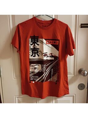 2/$10 Men's Popular Poison Graphic Tokyo Print Red Tee Medium